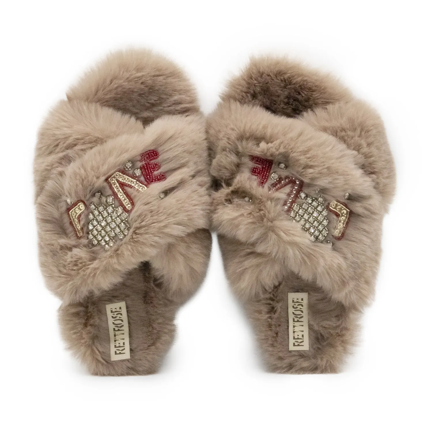 Valentina Luxury Plush Diamanté Embellished Handmade Slipper