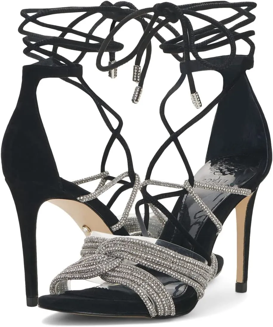 Vince Camuto womens Aimery Wrap Around Ankle Dress Heeled Sandal, Clear/Silver, 10 US