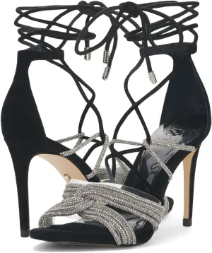 Vince Camuto womens Aimery Wrap Around Ankle Dress Heeled Sandal, Clear/Silver, 10 US