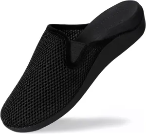 V.Step Breathable Mesh Orthopedic Slippers with Arch Support for Women Men Plantar Fasciitis Orthotic Slip On Mules Indoor Outdoor House Shoes, Black