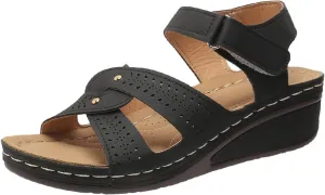 Wedge Sandals for Women Casual Summer Open Toe Ankle Strap Orthopedic Sandal With Arch Support Outdoor Beach Shoes