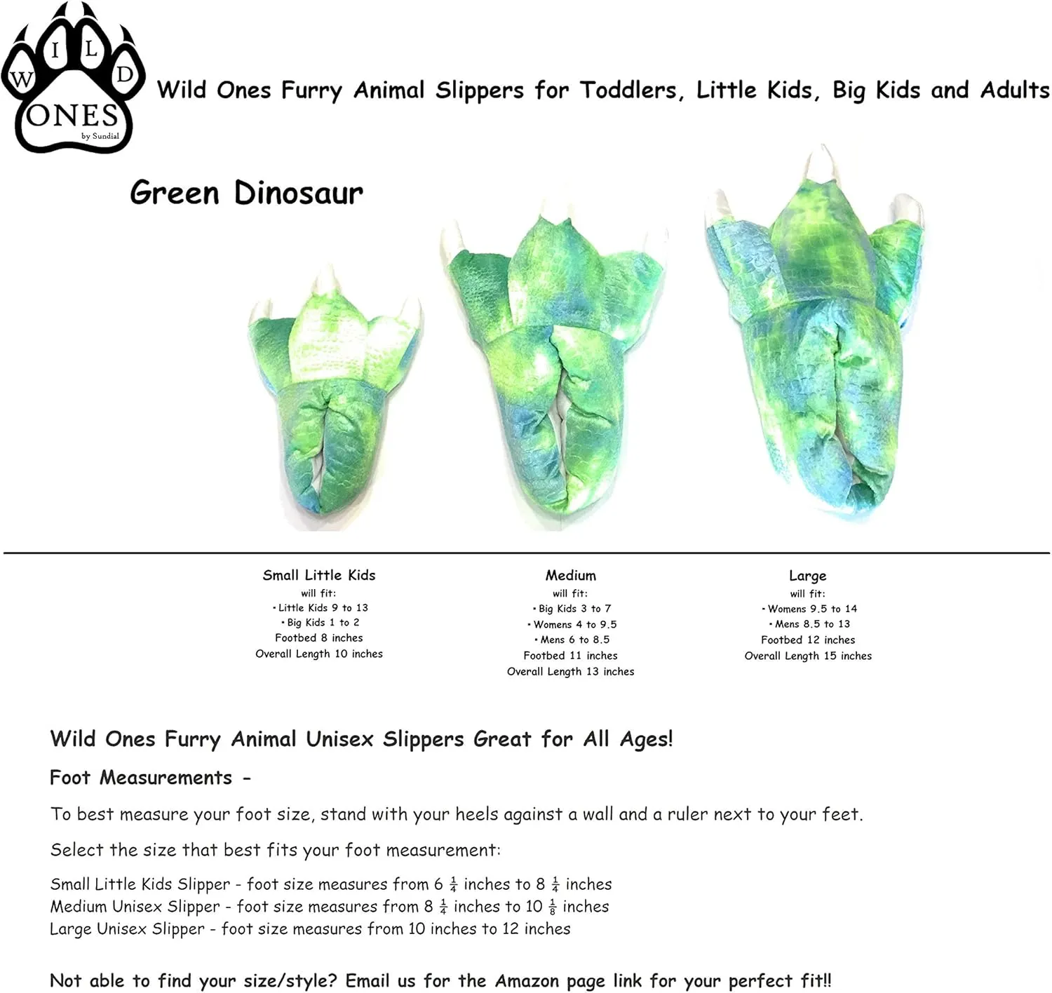 Wild Ones Furry Animal Claw Slippers for Toddlers, Kids and Adults