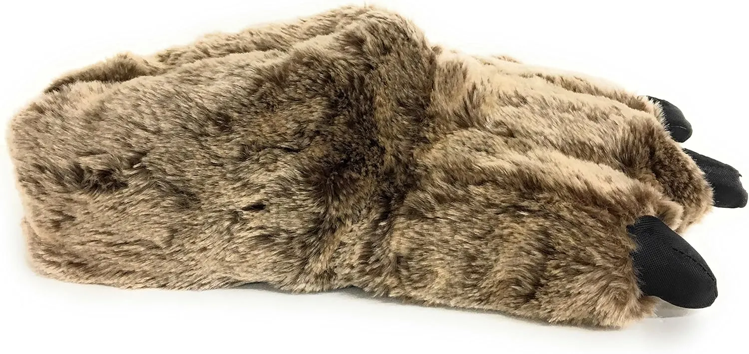 Wild Ones Furry Animal Claw Slippers for Toddlers, Kids and Adults