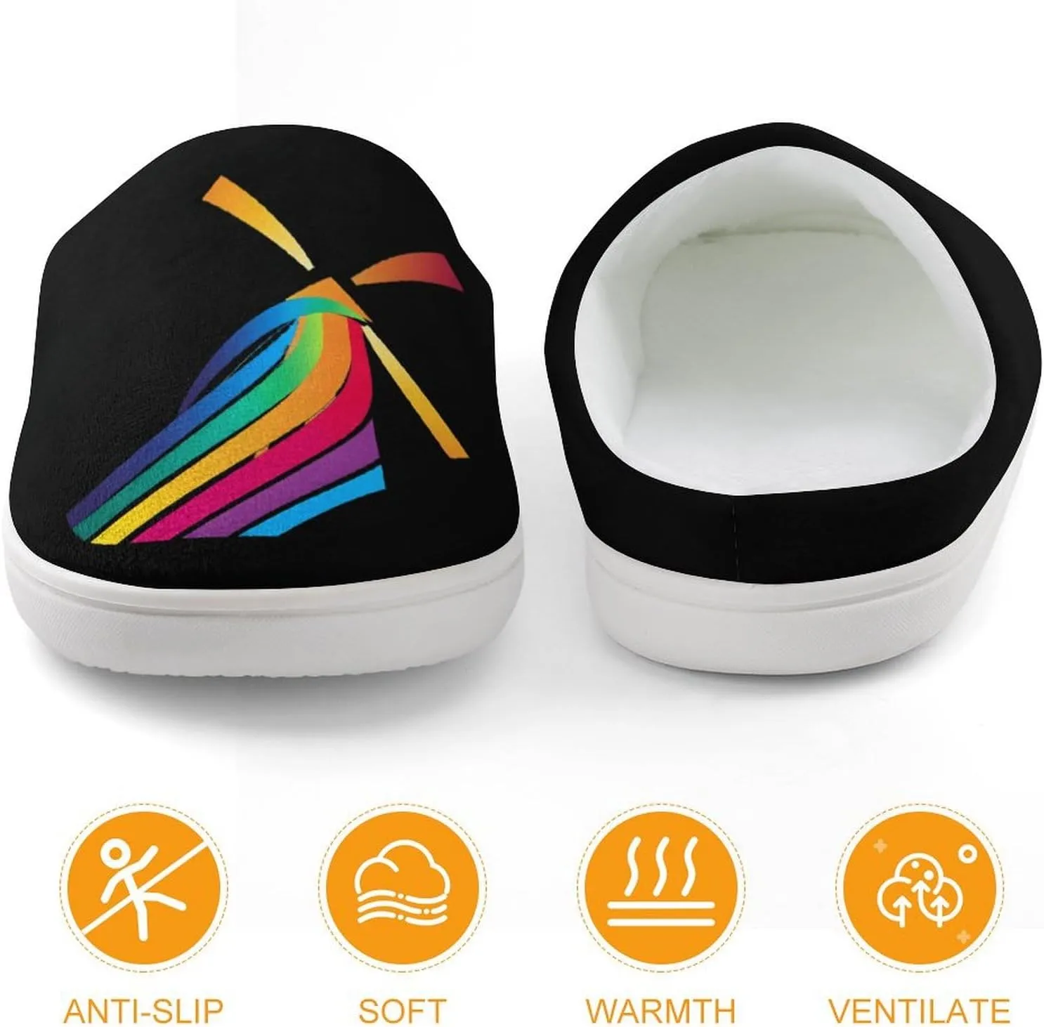 Winds of Change Rainbow Cute Cotton Slippers Anti-slip House Shoes Funny Slipper Indoor Outdoor