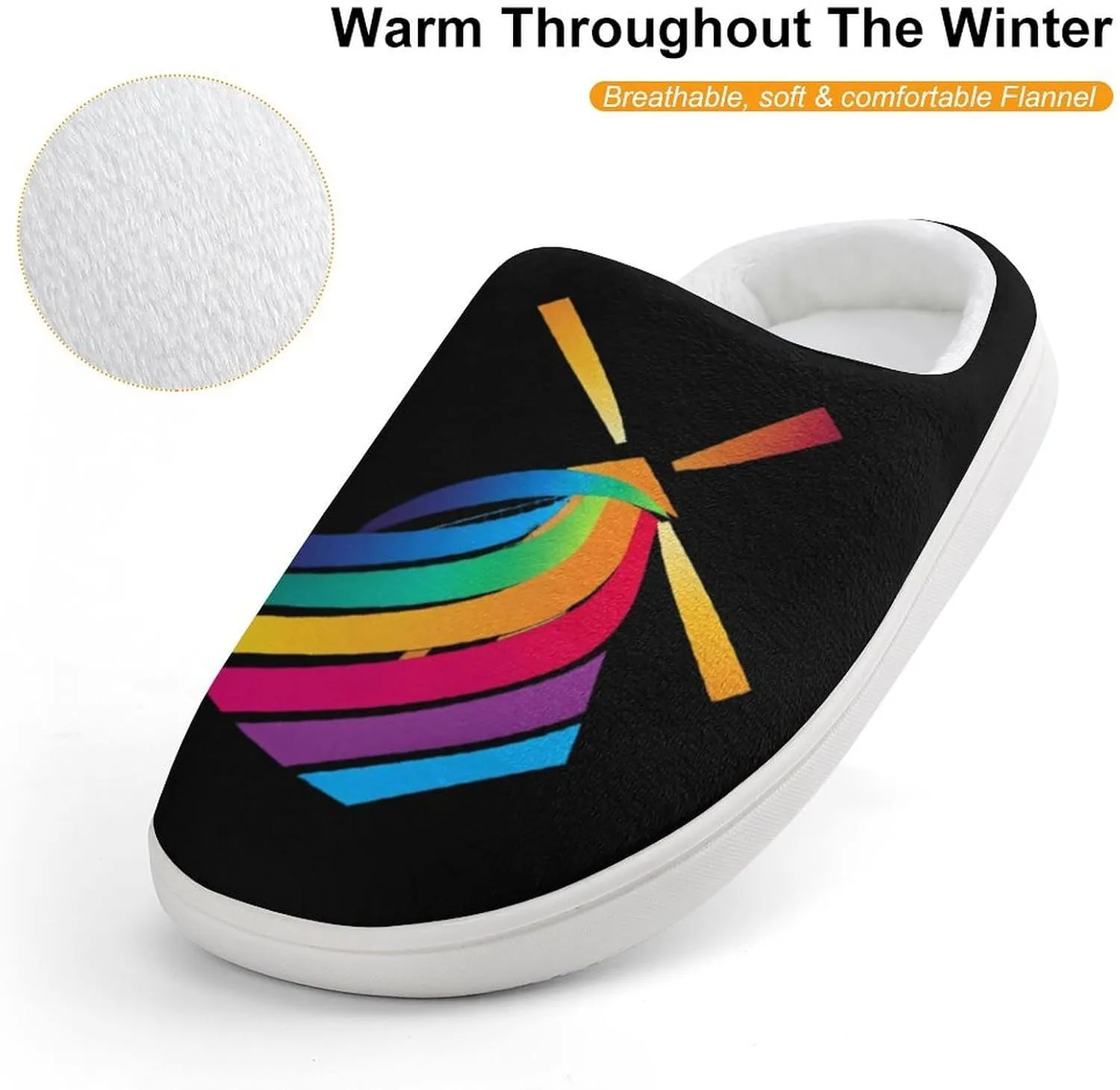 Winds of Change Rainbow Cute Cotton Slippers Anti-slip House Shoes Funny Slipper Indoor Outdoor