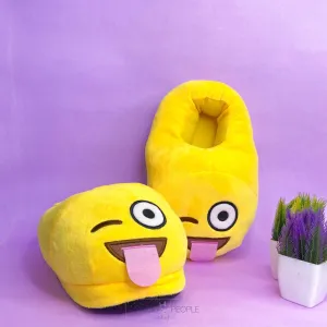 Winking Emoji Plush Slippers