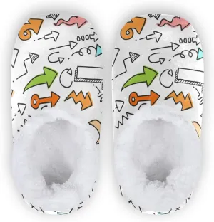Winter House Slippers for Women/Men with Art Graphic Design Element Cozy Fleece Slippers