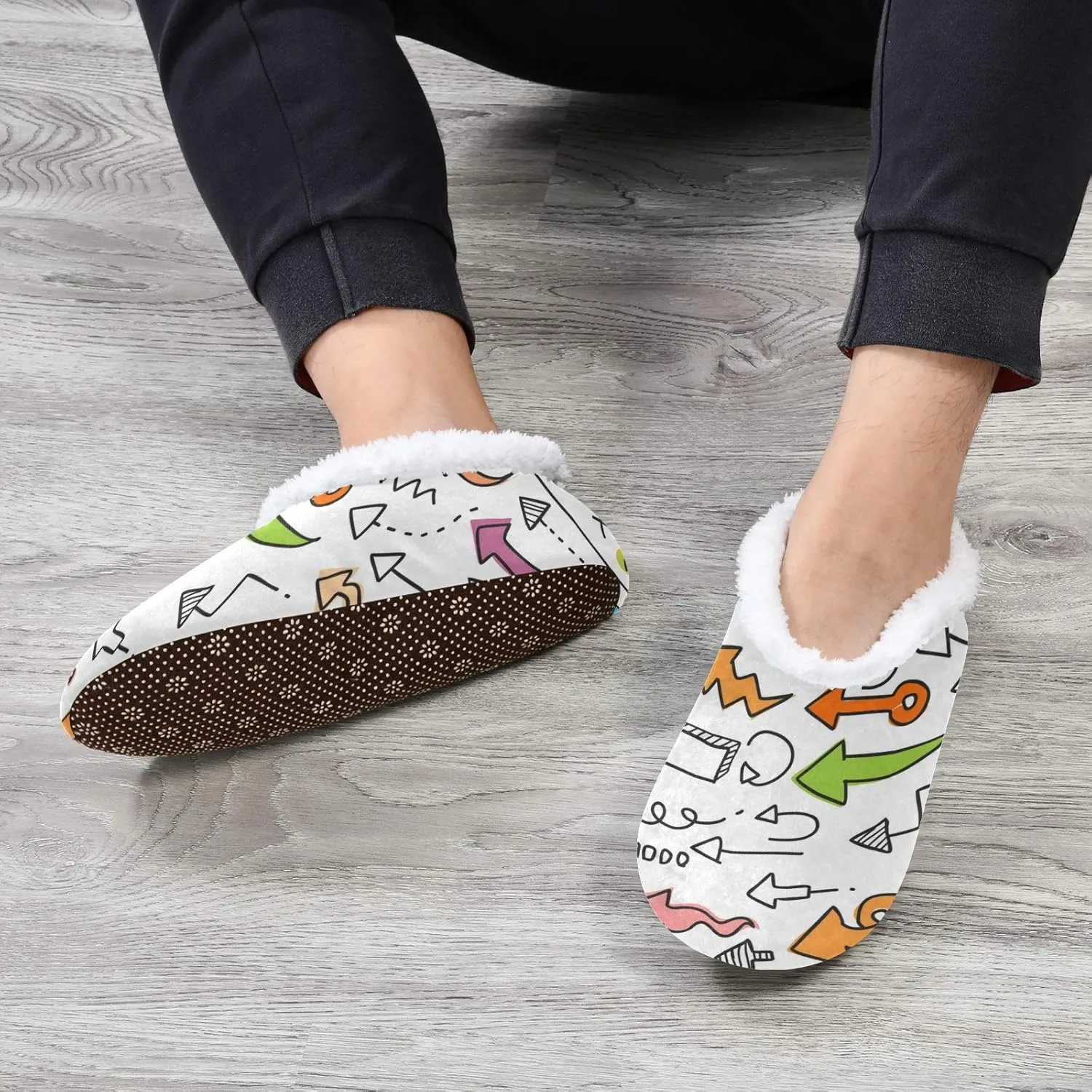 Winter House Slippers for Women/Men with Art Graphic Design Element Cozy Fleece Slippers