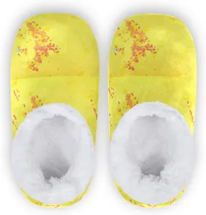 Winter House Slippers for Women/Men with Red And Yellow Autumn Maple Leaves Element Cozy Fleece Slippers