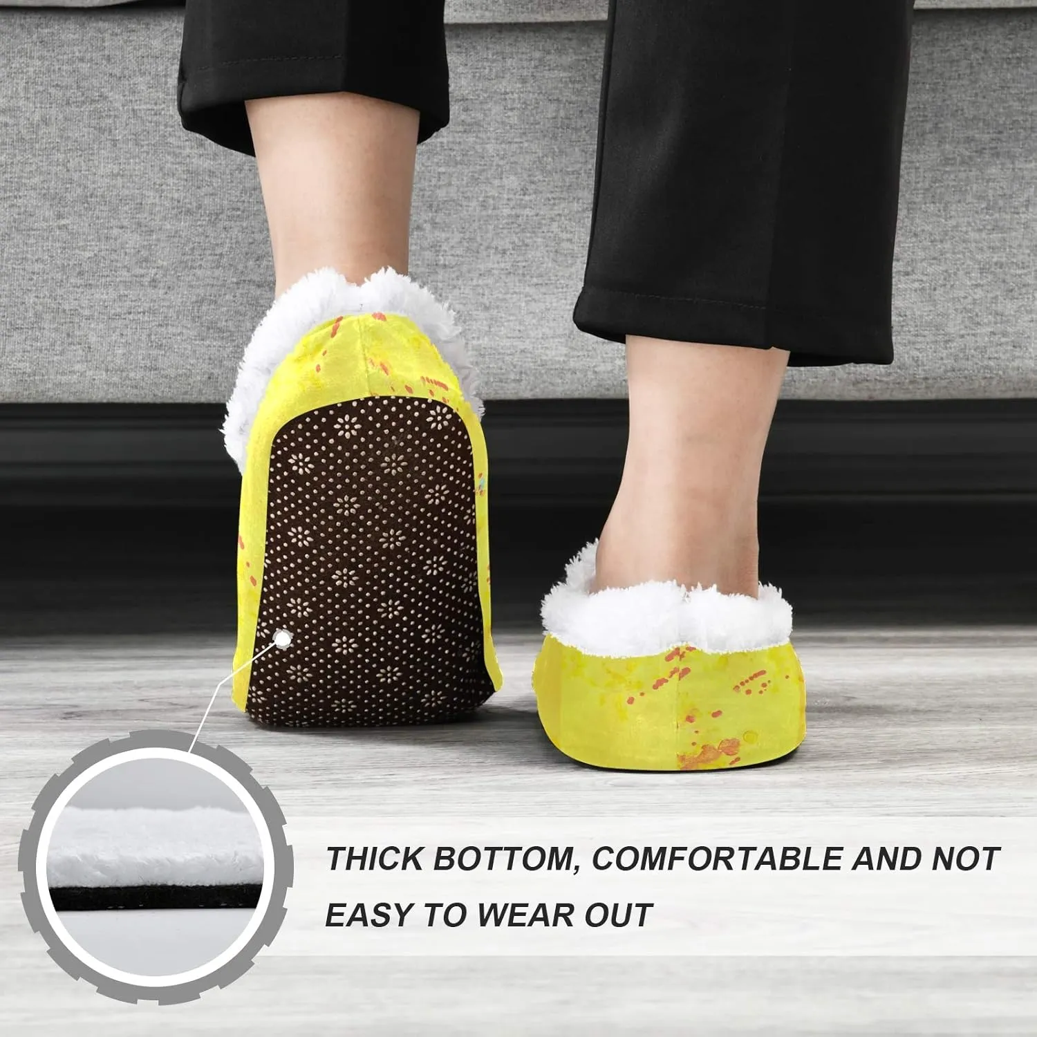 Winter House Slippers for Women/Men with Red And Yellow Autumn Maple Leaves Element Cozy Fleece Slippers
