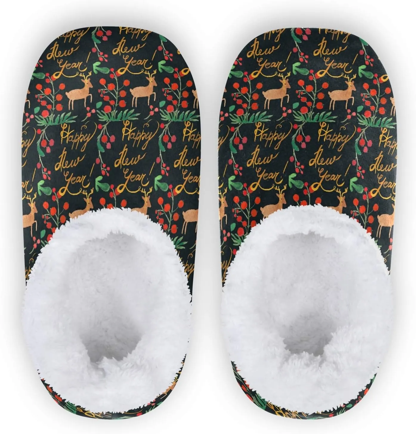 Winter House Slippers for Women/Men with Seamless Pattern with Fall Maple Leaves Element Cozy Fleece Slippers
