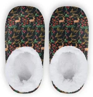 Winter House Slippers for Women/Men with Seamless Pattern with Fall Maple Leaves Element Cozy Fleece Slippers