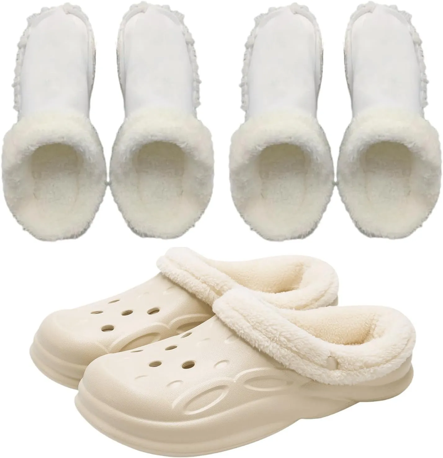 Winter Replacement Fur Insoles, Warm Insoles 2 Pairs, Unisex Home Slippers Insert - Removable, Washable - For Shoes, Boots, Slippers (White, 8.5-9)