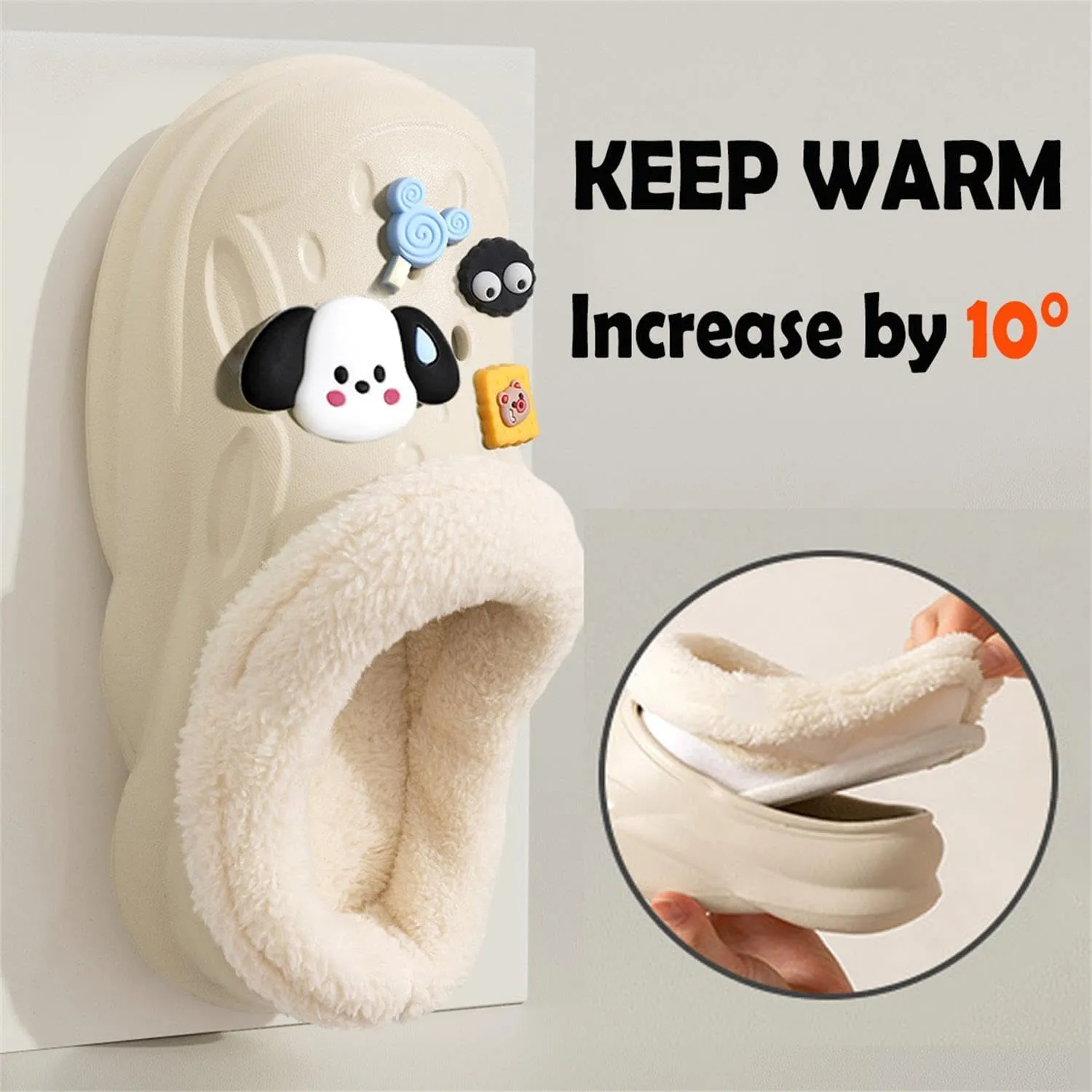 Winter Replacement Fur Insoles, Warm Insoles 2 Pairs, Unisex Home Slippers Insert - Removable, Washable - For Shoes, Boots, Slippers (White, 8.5-9)