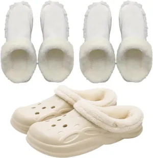 Winter Replacement Fur Insoles, Warm Insoles 2 Pairs, Unisex Home Slippers Insert - Removable, Washable - For Shoes, Boots, Slippers (White, 8.5-9)