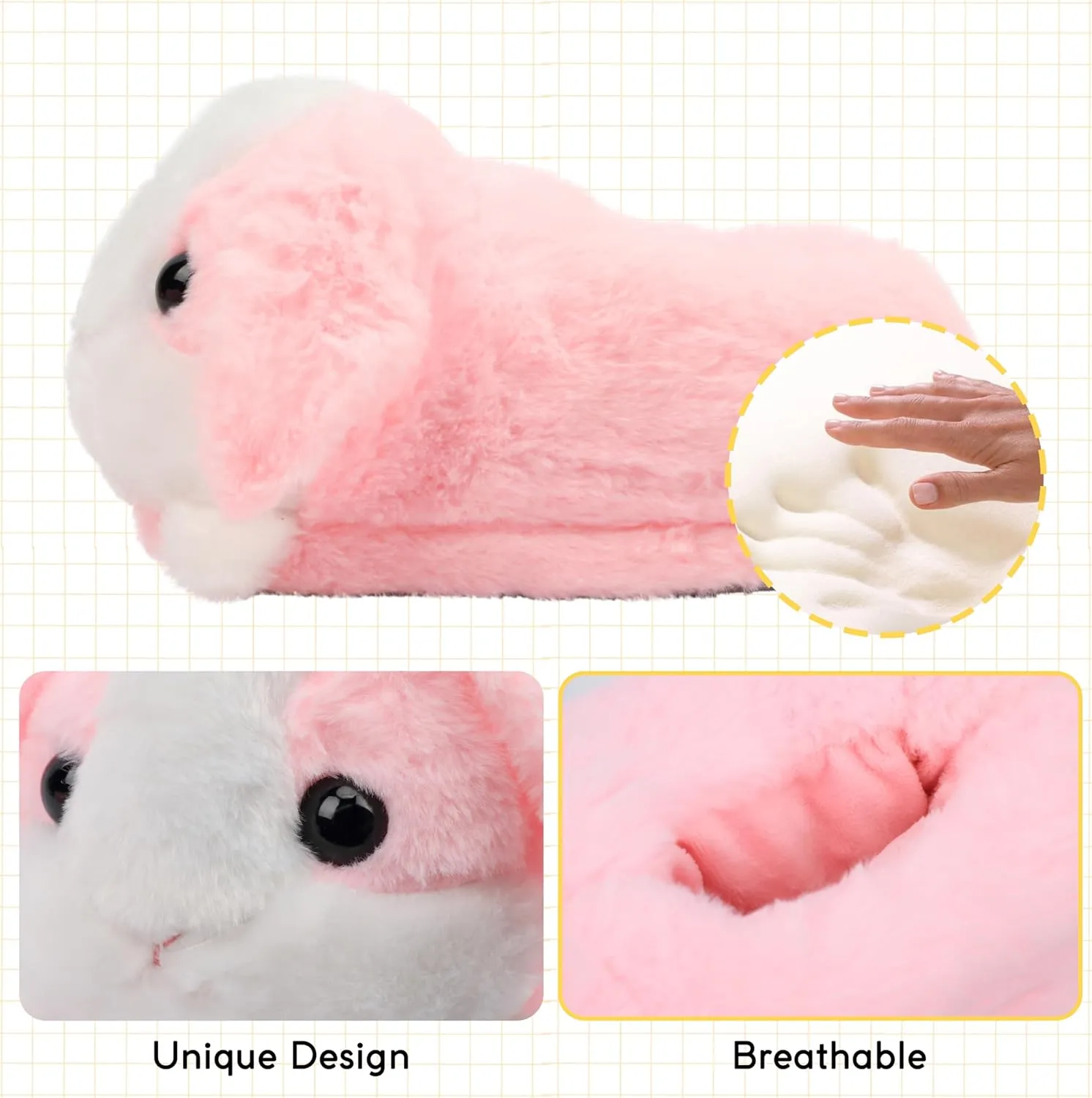 Women Animal Bunny Slippers Cute Plush House Shoes Warm Novelty Cartoon Slippers Gifts for Birthday Christmas