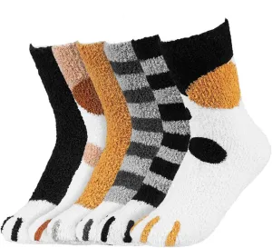 Women Fuzzy Socks Cozy Soft Warm Fluffy Cute Animal Socks Cat Paw Slipper Socks Sleeping Socks Christmas Gift for Women Girls 5/6 Pairs
