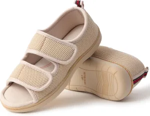 Women Men's Open Toe Diabetic Recovery Slippers Adjustable Slipper with Anti-Slip Indoor Outdoor Sole Grey Black Beige Color US6-US13