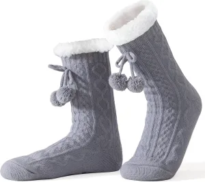 Women Slipper Socks Winter Thick Fleece Lined Warm Thermal Thick Fluffy Comfy Non Slip Home Socks