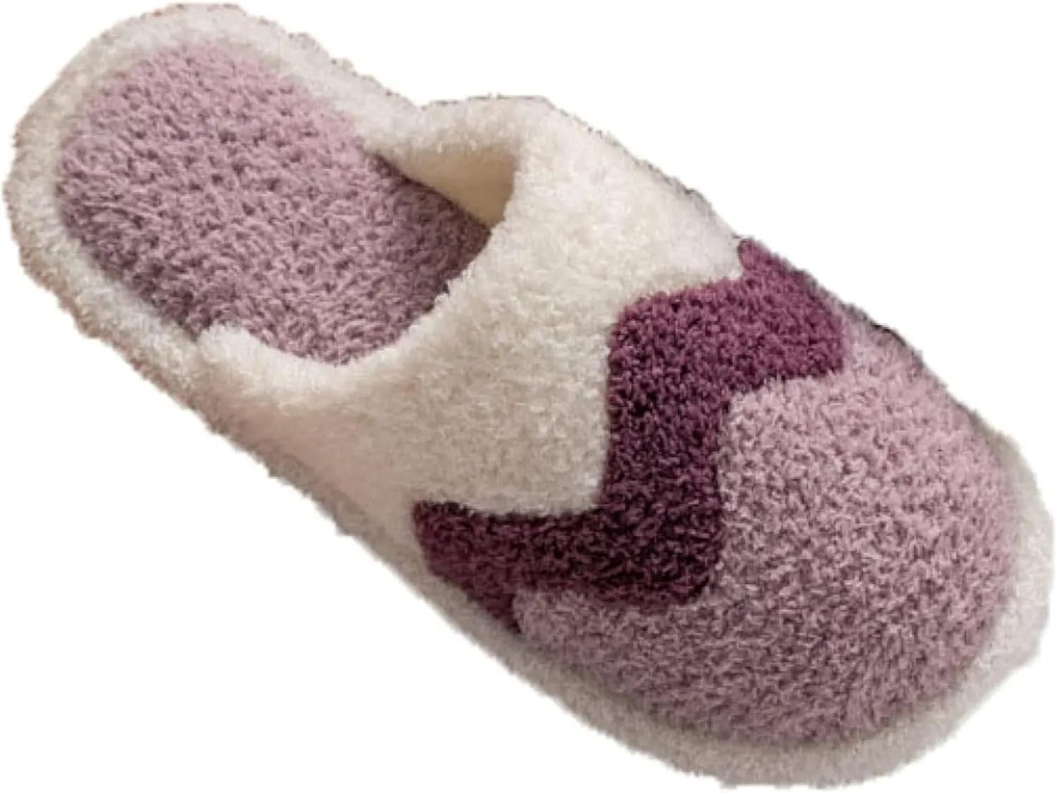 Women's Bedroom Slippers Stripe Wave Memory Foam House Shoes Plush Lining Fur Slippers Funny Faux Fur Relax
