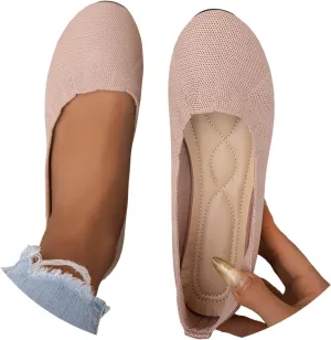 Women's Black Ballet Flats Stretch Knit Slip-Ons with Subtle Wedge Dress Low Wedge Shoes