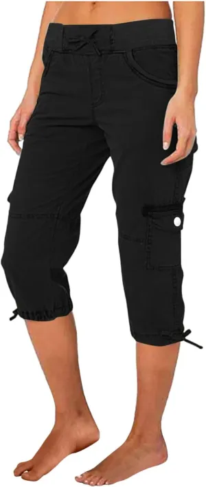 Women's Cargo Shorts Summer 2025 Dressy Capris Casual Elastic Casual Hiking Cargo Shorts Trendy Outdoor Outfits