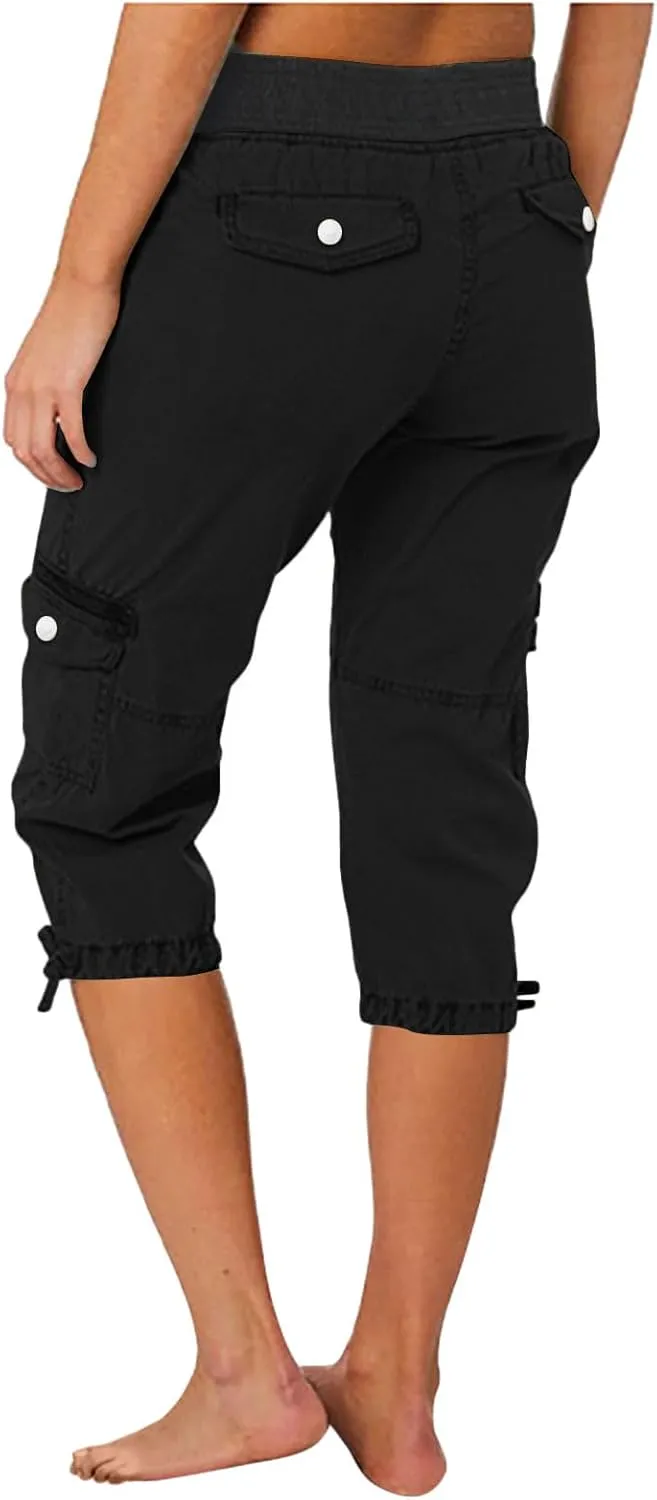 Women's Cargo Shorts Summer 2025 Dressy Capris Casual Elastic Casual Hiking Cargo Shorts Trendy Outdoor Outfits