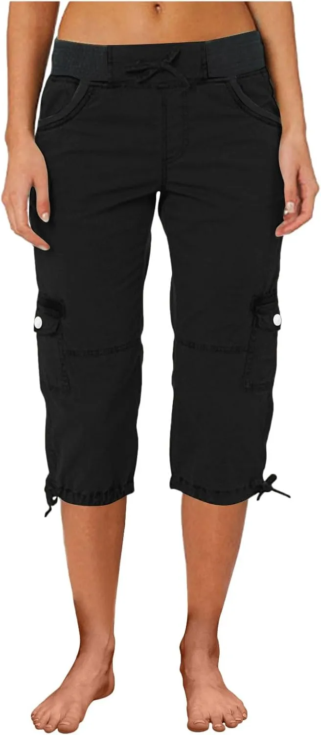 Women's Cargo Shorts Summer 2025 Dressy Capris Casual Elastic Casual Hiking Cargo Shorts Trendy Outdoor Outfits