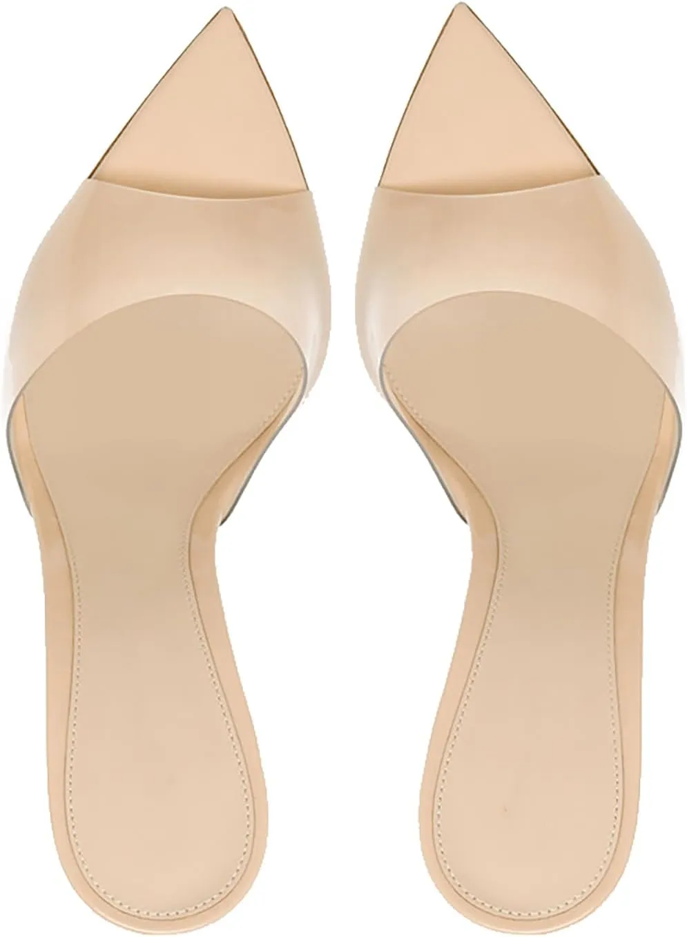 Women's Clear Pointed Open Toe Stiletto Heel Slide Sandals Fashion Sexy Slip On Transparent Strap High Heels Mules Summer Backless Party Wedding Prom Dress Shoes