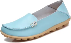 Women's Cowhide Casual Slipper Loafers Moccasin Driving Shoes Flat Slip On