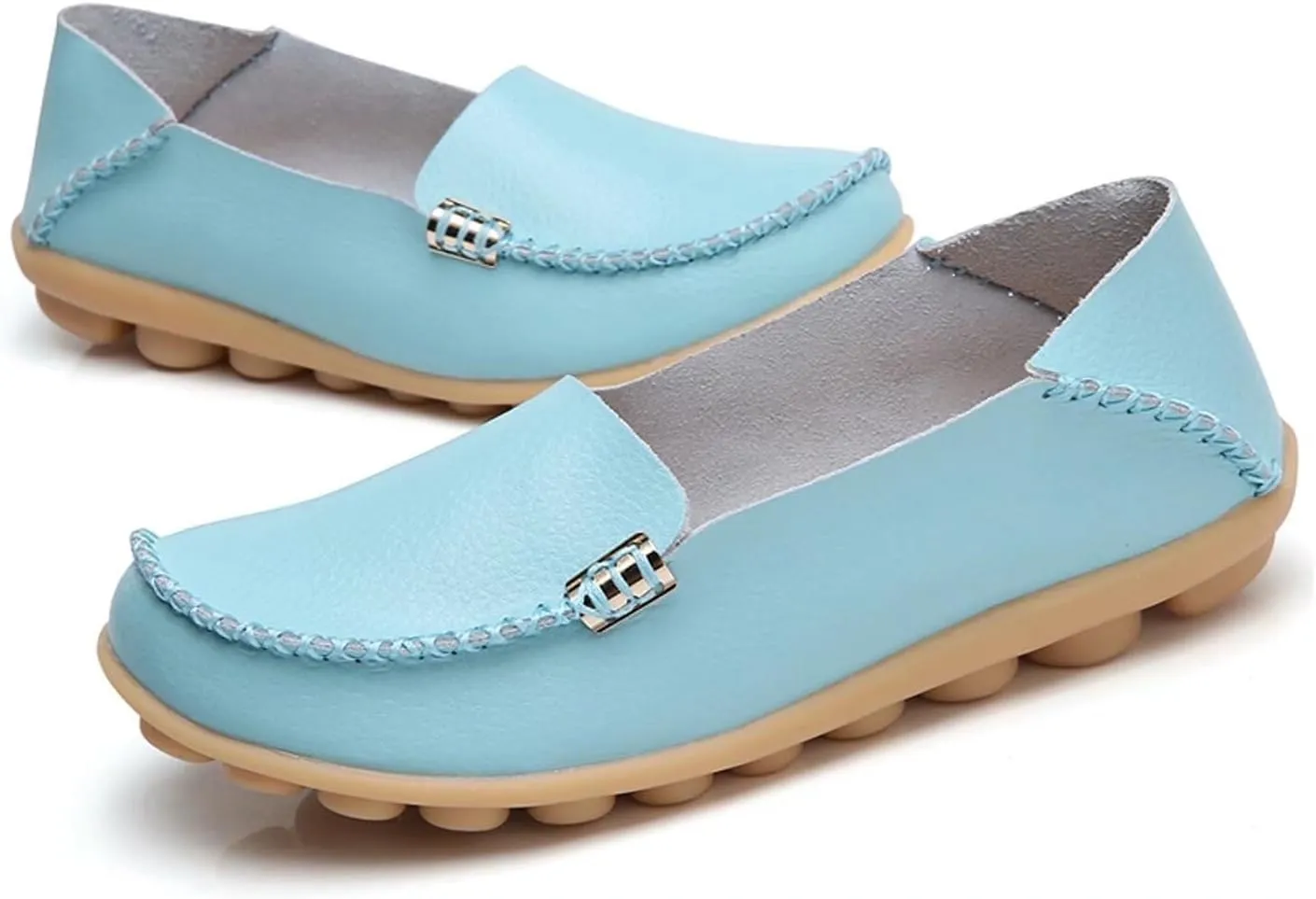 Women's Cowhide Casual Slipper Loafers Moccasin Driving Shoes Flat Slip On