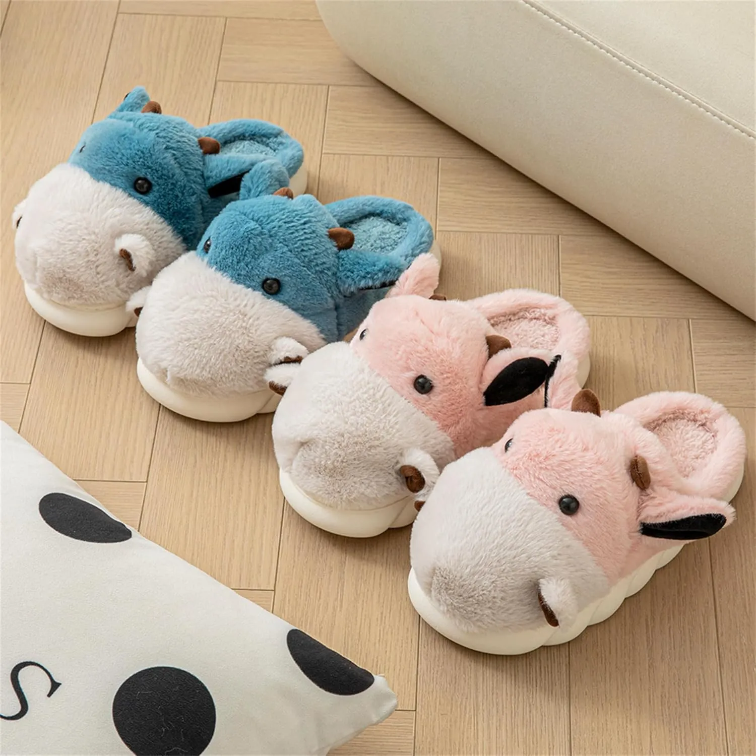 Womens Cute shoes hippo slippers Animal Slippers Novelty Cozy Fuzzy Slippers Soft Plush Winter Warm House Shoes cotton slippers