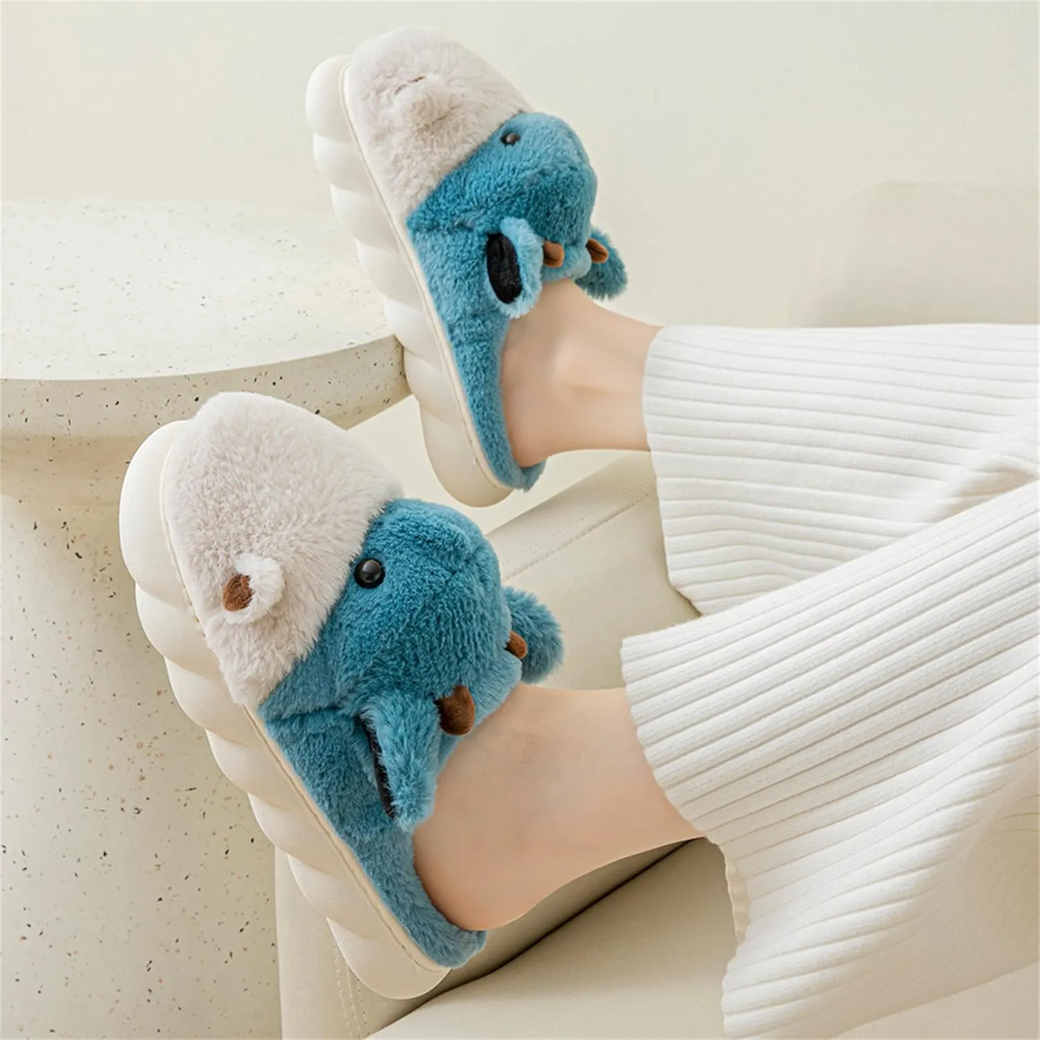 Womens Cute shoes hippo slippers Animal Slippers Novelty Cozy Fuzzy Slippers Soft Plush Winter Warm House Shoes cotton slippers