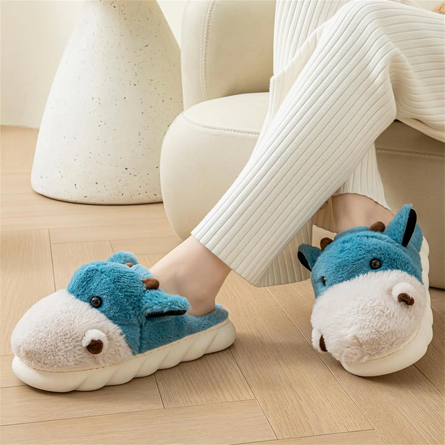 Womens Cute shoes hippo slippers Animal Slippers Novelty Cozy Fuzzy Slippers Soft Plush Winter Warm House Shoes cotton slippers