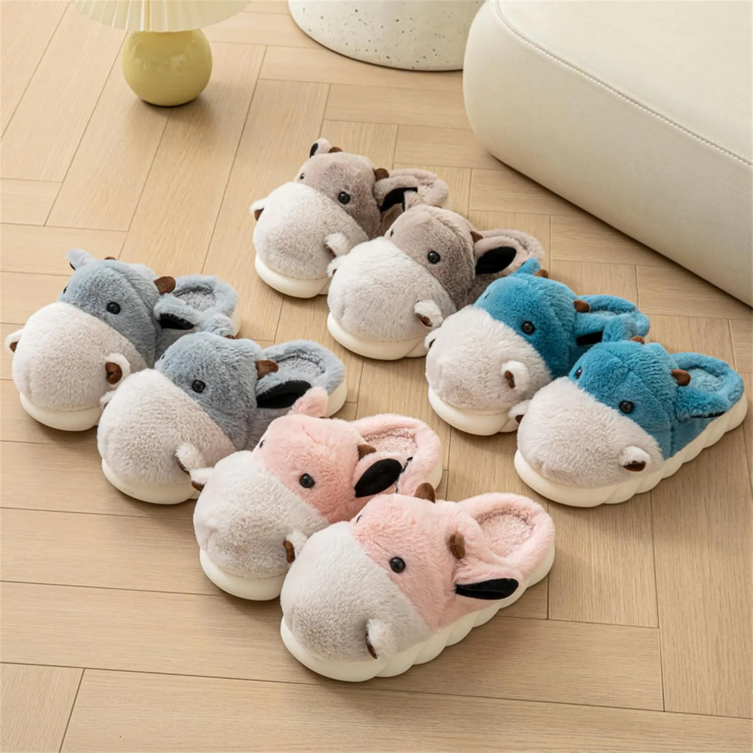 Womens Cute shoes hippo slippers Animal Slippers Novelty Cozy Fuzzy Slippers Soft Plush Winter Warm House Shoes cotton slippers
