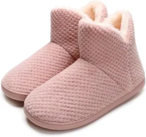 Women's furry Bootie Slippers Comfy Warm House Slippers with Plush Faux Fur Lining Outdoor Indoor