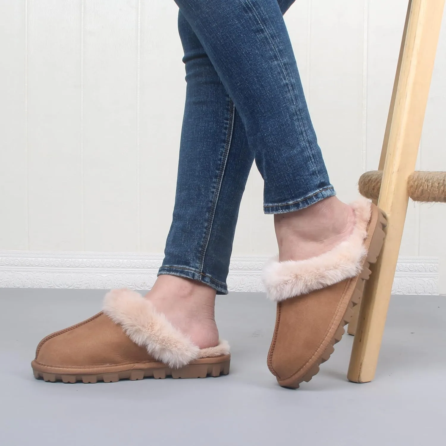 Women's Fuzzy Autumn Winter Plush Purple Solid Faux Fur Slippers
