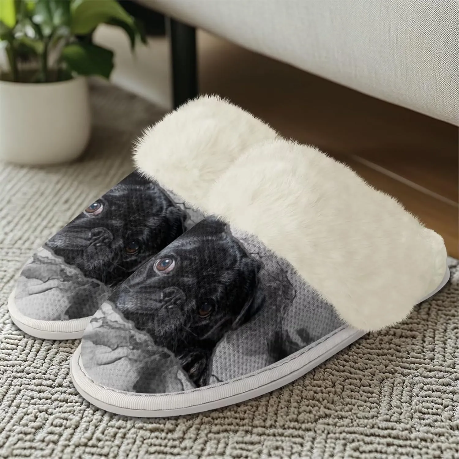 Women's Fuzzy Memory Foam Slippers Fully Fur Lined bedroom House Slippers Closed Toe Plush Warm Slip-on Indoor Shoes