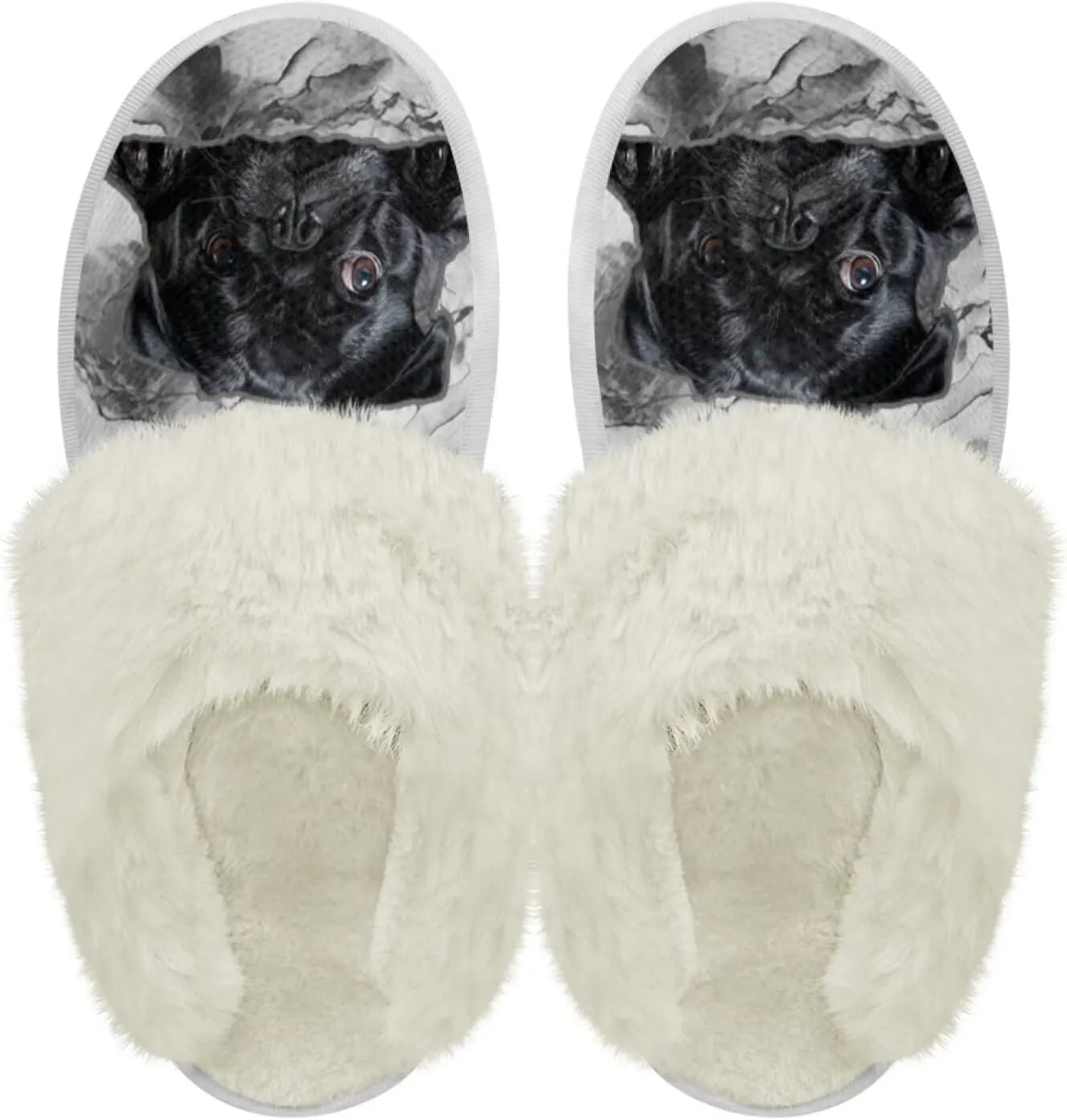 Women's Fuzzy Memory Foam Slippers Fully Fur Lined bedroom House Slippers Closed Toe Plush Warm Slip-on Indoor Shoes