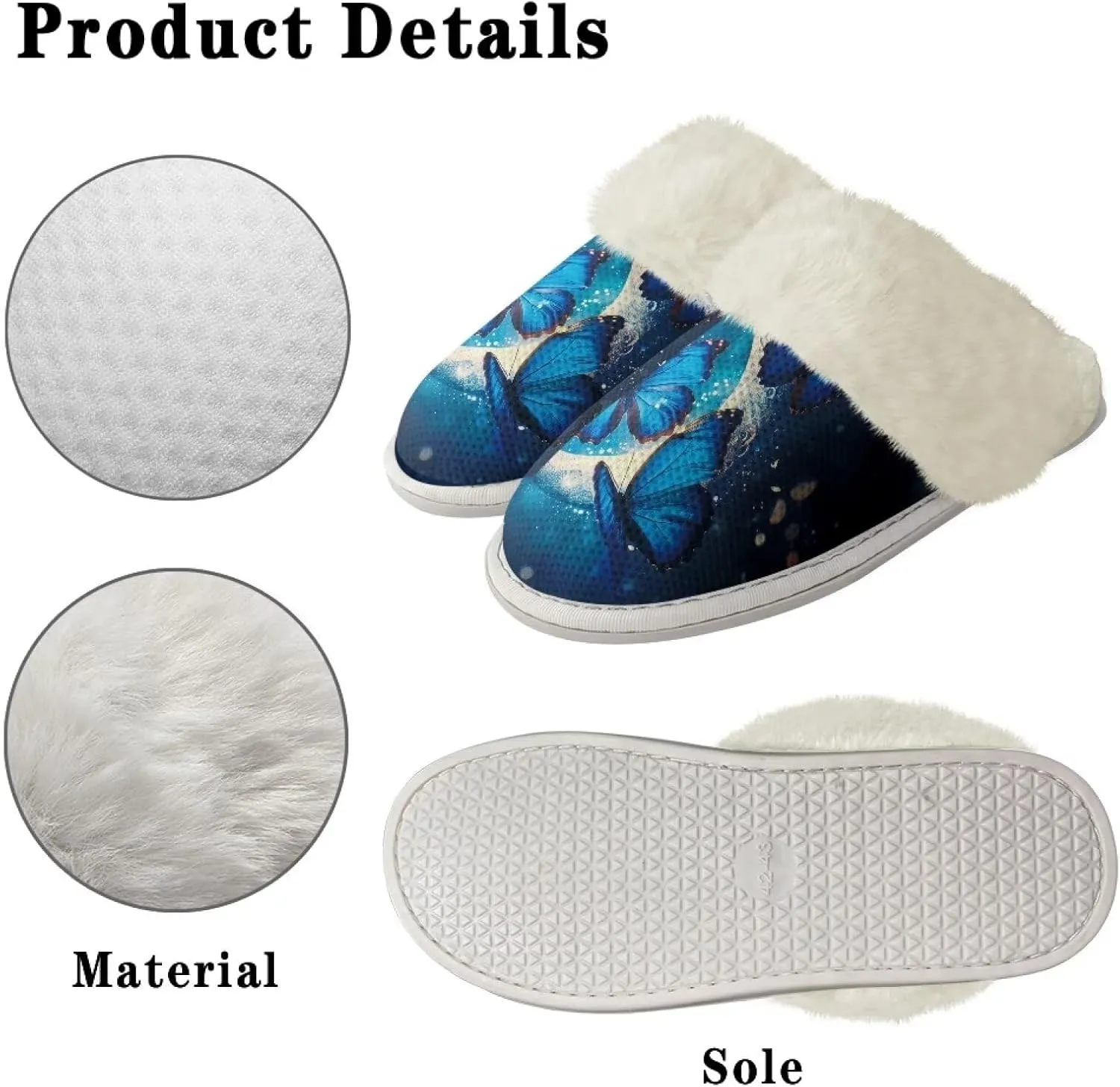 Women's Fuzzy Memory Foam Slippers Fully Fur Lined bedroom House Slippers Closed Toe Plush Warm Slip-on Indoor Shoes