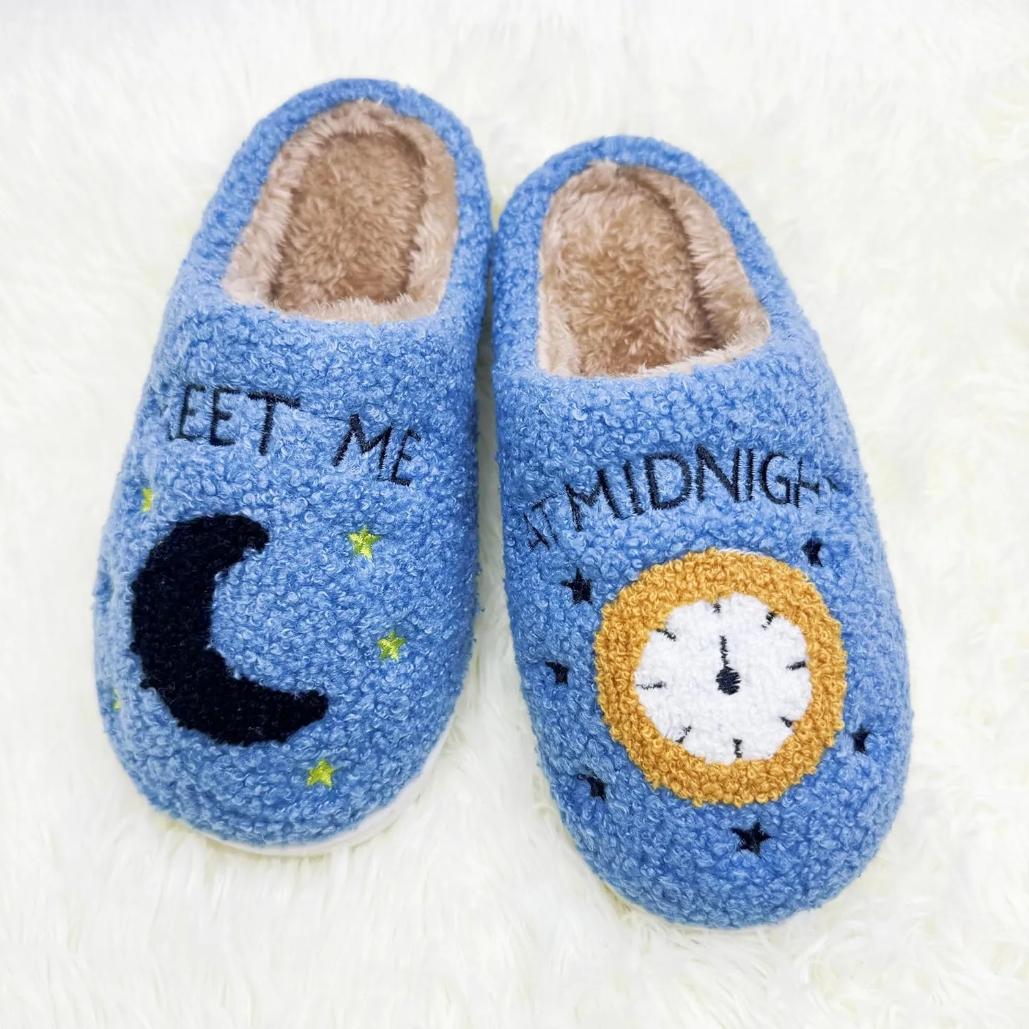Women's Fuzzy Slipper Men's Smile Face Slippers Girls Indoor Bedroom Slipper Boys Fluffy Winter House Shoes Non-slip Home Shoes