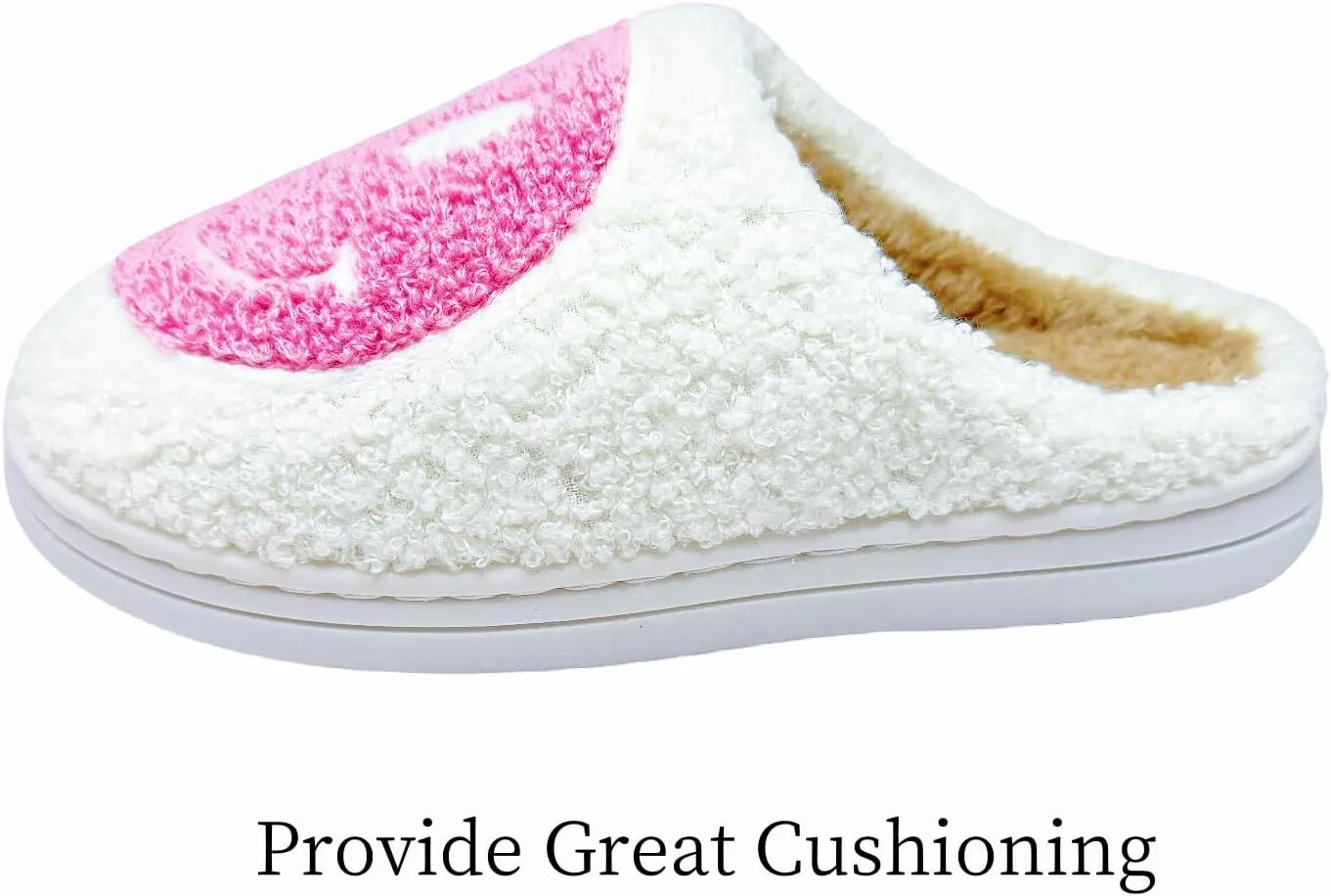 Women's Fuzzy Slipper Men's Smile Face Slippers Girls Indoor Bedroom Slipper Boys Fluffy Winter House Shoes Non-slip Home Shoes