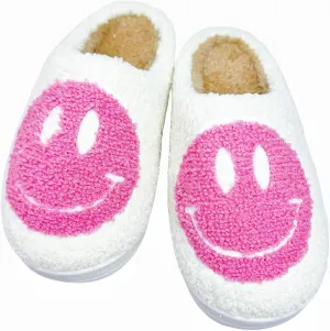 Women's Fuzzy Slipper Men's Smile Face Slippers Girls Indoor Bedroom Slipper Boys Fluffy Winter House Shoes Non-slip Home Shoes