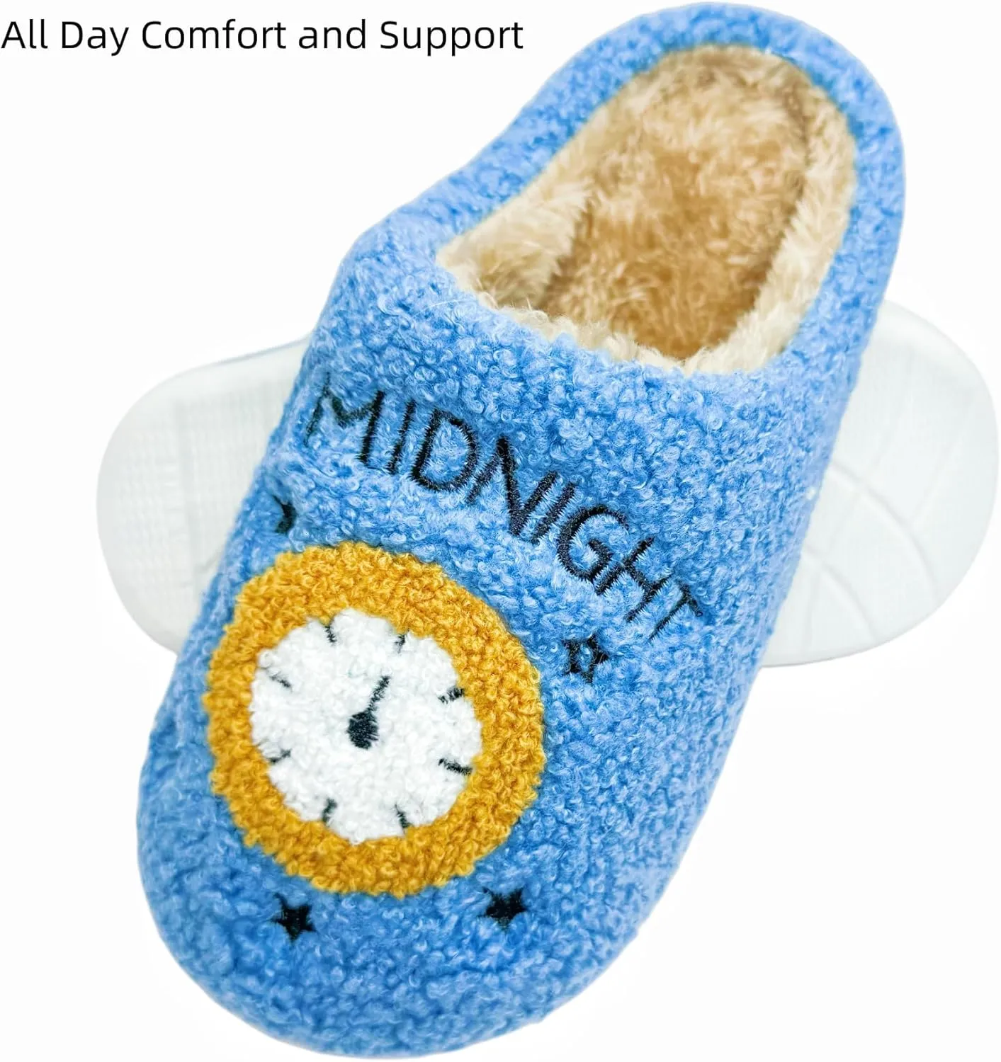 Women's Fuzzy Slipper Men's Smile Face Slippers Girls Indoor Bedroom Slipper Boys Fluffy Winter House Shoes Non-slip Home Shoes