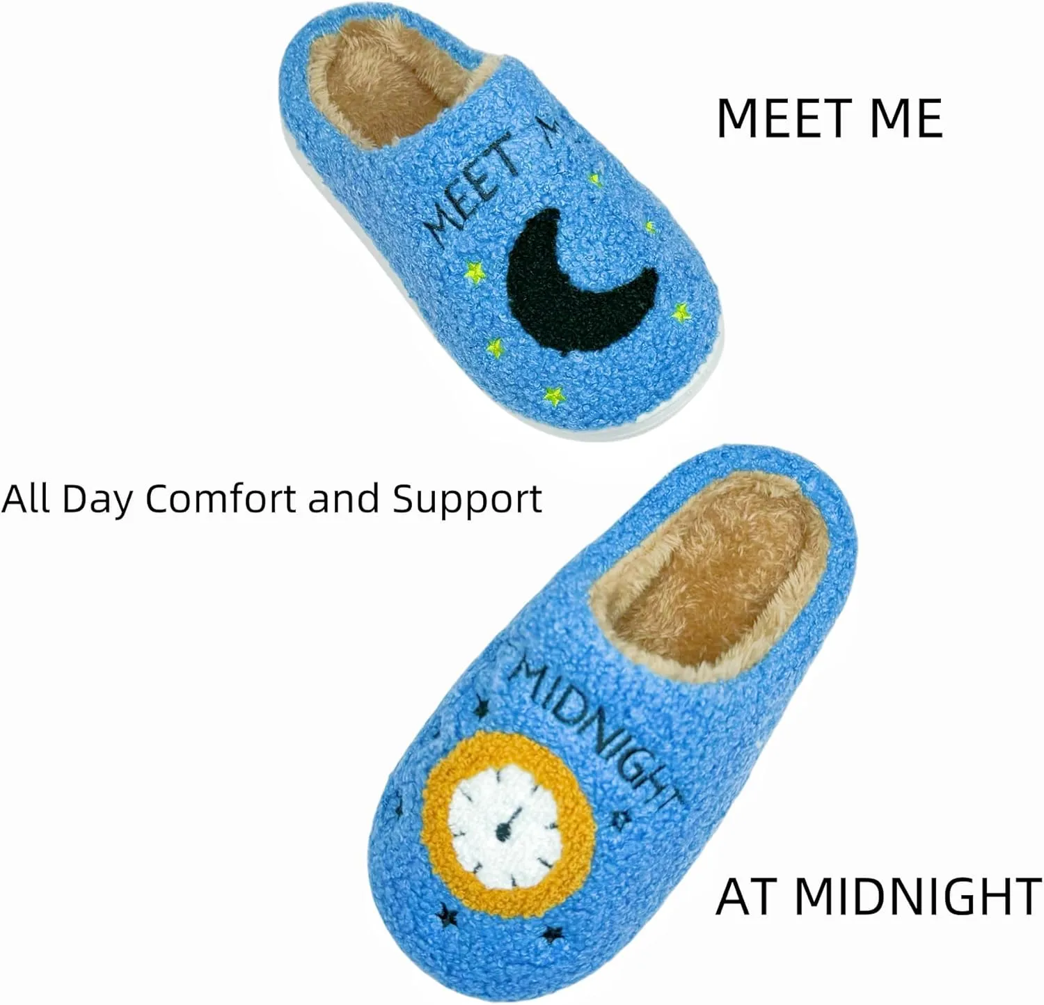 Women's Fuzzy Slipper Men's Smile Face Slippers Girls Indoor Bedroom Slipper Boys Fluffy Winter House Shoes Non-slip Home Shoes
