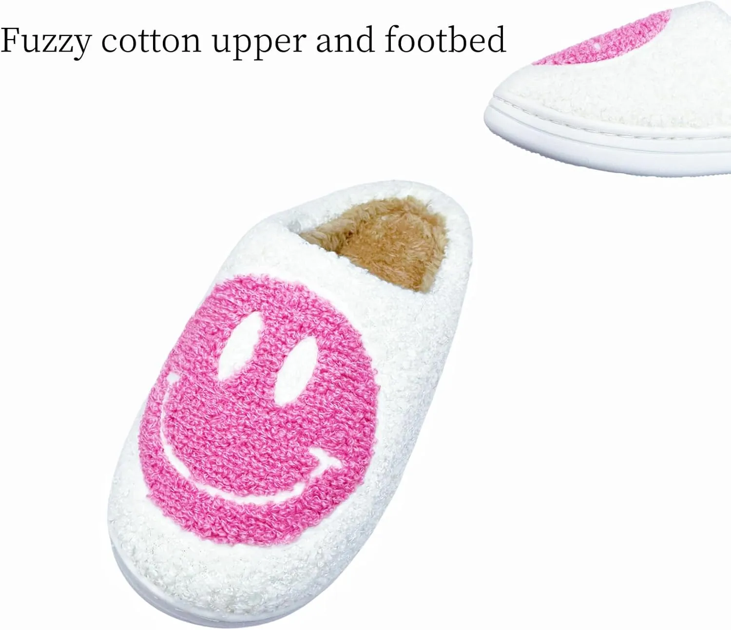 Women's Fuzzy Slipper Men's Smile Face Slippers Girls Indoor Bedroom Slipper Boys Fluffy Winter House Shoes Non-slip Home Shoes