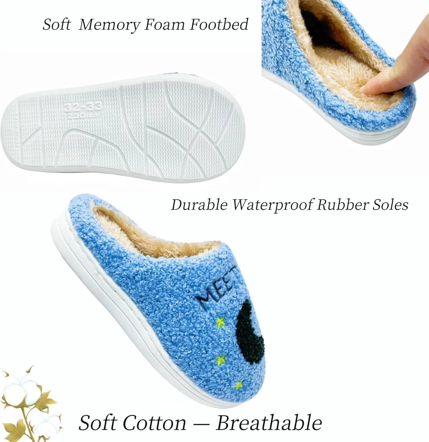 Women's Fuzzy Slipper Men's Smile Face Slippers Girls Indoor Bedroom Slipper Boys Fluffy Winter House Shoes Non-slip Home Shoes
