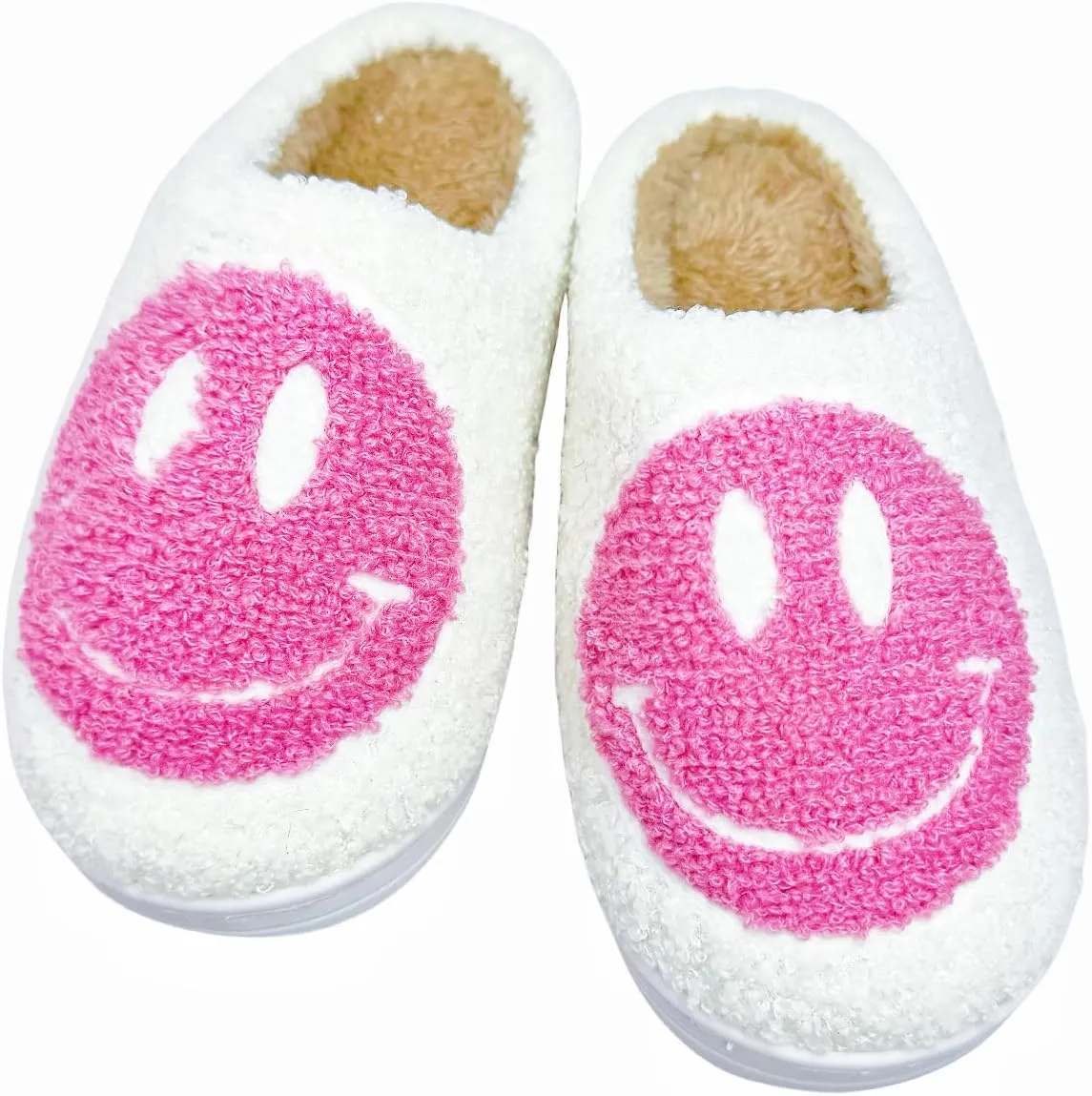Women's Fuzzy Slipper Men's Smile Face Slippers Girls Indoor Bedroom Slipper Boys Fluffy Winter House Shoes Non-slip Home Shoes