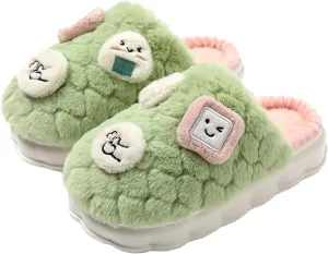 Womens Fuzzy Warm Slipper, Girls Cute Anti-Skid Foam Comfy Cozy Plush House Slippers for Indoor Outdoor