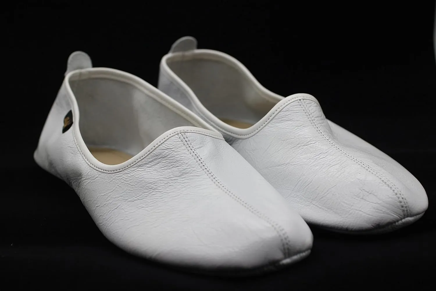 Women's Indoor Leather Slippers Pure White Traditional Babouche House Shoes Moccasin Tawaf Grounding Shoes